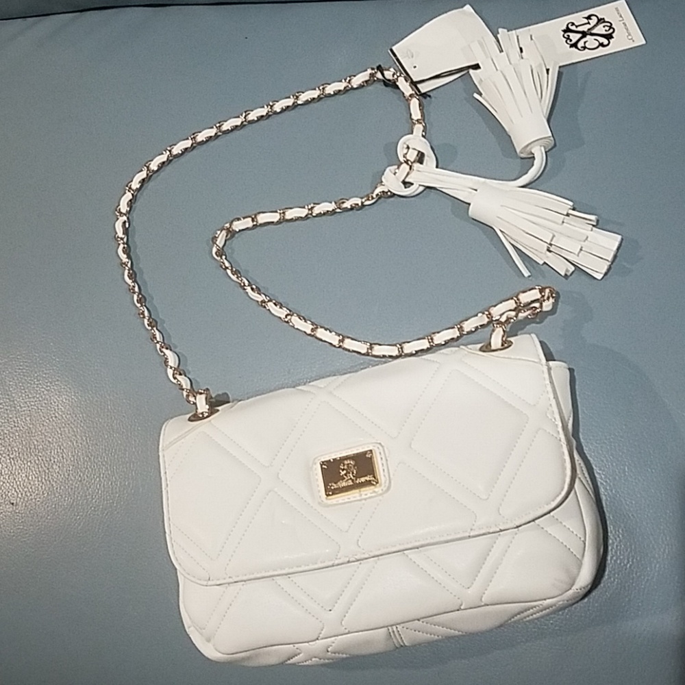 Quilted white crossbody bag